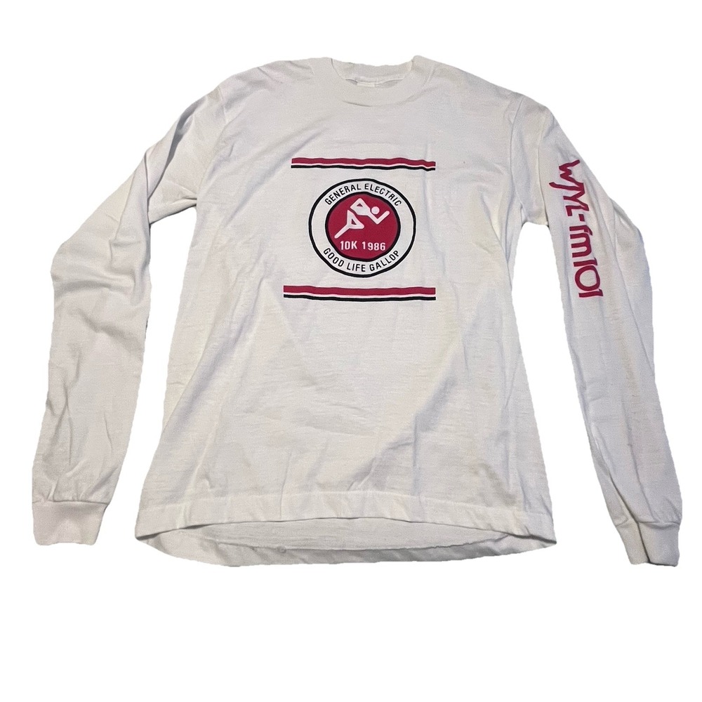 Vtg Single Stitch GE‎ Good Life Gallop 1986 Long Sleeve T Shirt 80's Radio FM101